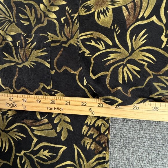 Tommy Bahama All Silk Floral Black Green Short Sleeve Camp Shirt Loop Collar Med - Picture 6 of 13